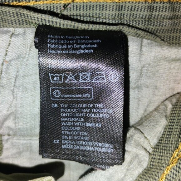 H&M Men Army Green Chinos Fly Button Relaxed Fit Pants Size 33R- Casual - Picture 3 of 8